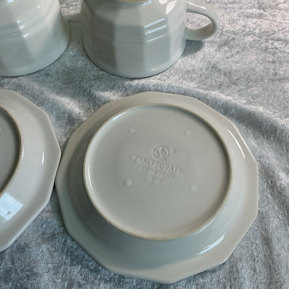 VTG  Set Of 2 Cups & Saucers Pfaltzgraff HERITAGE WHITE Colonial Country Style - Picture 6 of 11